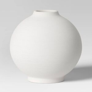 Threshold Modern Textured Ceramic Round Vase White